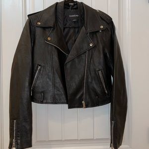 Faux Leather Jacket with Belt